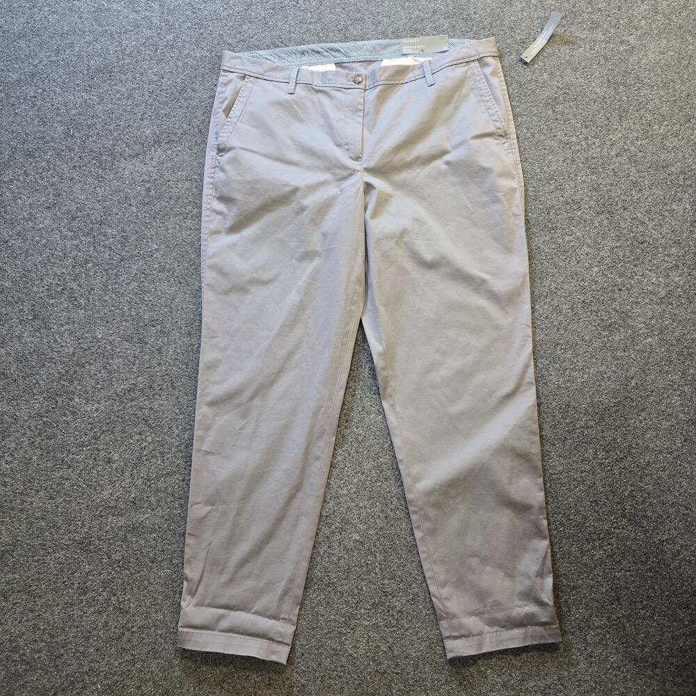 Talbots Pants Womens Size 16 Gray Relaxed Leg Girlfriend Chino Preppy Casual
